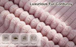 English Elm 76 Inch Cloud Corduroy Futon Sofa Bed Foldable Floor Couch for Living Room Guests Pink W5105P525477