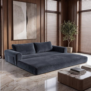 English Elm 76 Inch Cloud Corduroy Futon Sofa Bed Foldable Floor Couch for Living Room Guests Dark Gray W5105P525479