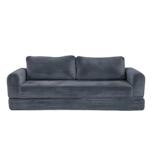 English Elm 76 Inch Cloud Corduroy Futon Sofa Bed Foldable Floor Couch for Living Room Guests Dark Gray W5105P525479