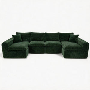English Elm Sofa Modular U Shaped Corduroy Sectional with Cloud Cushioning for Living Room W5105P589201