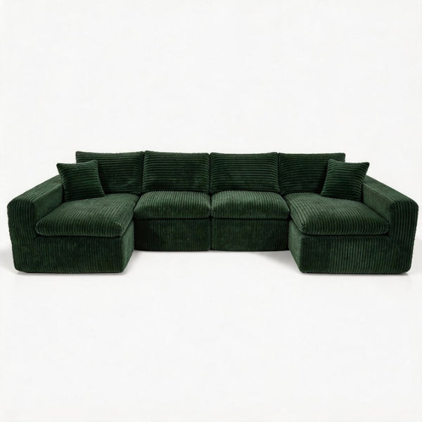 English Elm Sofa Modular U Shaped Corduroy Sectional with Cloud Cushioning for Living Room W5105P589201