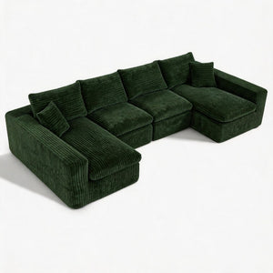 English Elm Sofa Modular U Shaped Corduroy Sectional with Cloud Cushioning for Living Room W5105P589201