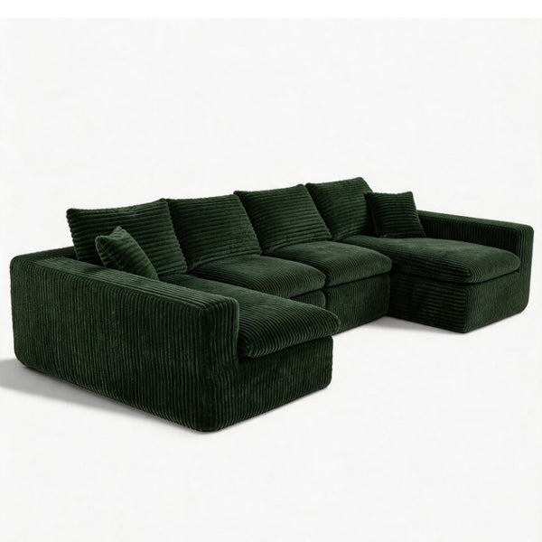 English Elm Sofa Modular U Shaped Corduroy Sectional with Cloud Cushioning for Living Room W5105P589201