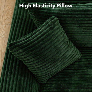 English Elm Modular U-shaped Cloud Sectional Sofa Deep Memory Foam Corduroy Living Room Couch Green W5105S00005