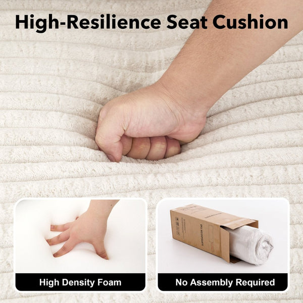 English Elm Modular U Shaped Cloud Sectional with Memory Foam Corduroy Upholstery for Living Room Beige White W5105S00006