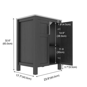 English Elm A Black and White Bathroom Vanity with Ceramic Basin Moisture Resistant Wood Storage W5107S00001