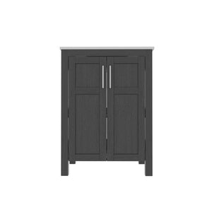 English Elm A Black and White Bathroom Vanity with Ceramic Basin Moisture Resistant Wood Storage W5107S00001