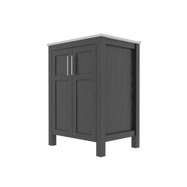 English Elm A Black and White Bathroom Vanity with Ceramic Basin Moisture Resistant Wood Storage W5107S00001