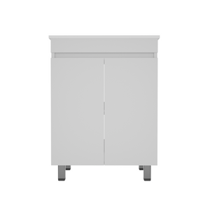English Elm A 24 Inch White Floor Standing Bathroom Vanity with Integrated Sink and Soft Close Doors W5107S00003