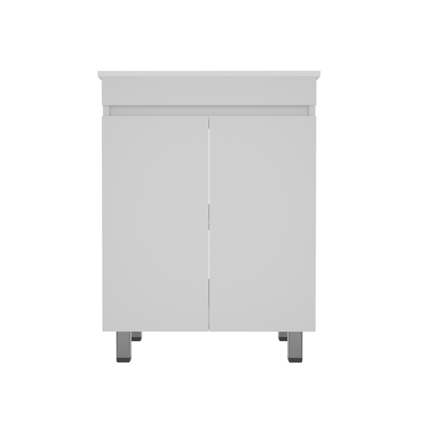 English Elm A 24 Inch White Floor Standing Bathroom Vanity with Integrated Sink and Soft Close Doors W5107S00003