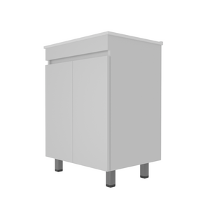 English Elm A 24 Inch White Floor Standing Bathroom Vanity with Integrated Sink and Soft Close Doors W5107S00003