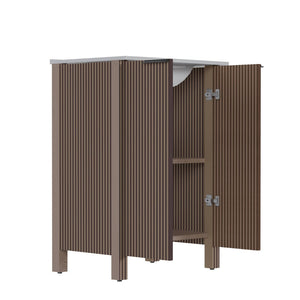 English Elm A Brown Melamine Plywood Vanity with Ceramic Basin for Small Bathrooms and Powder Rooms W5107S00006