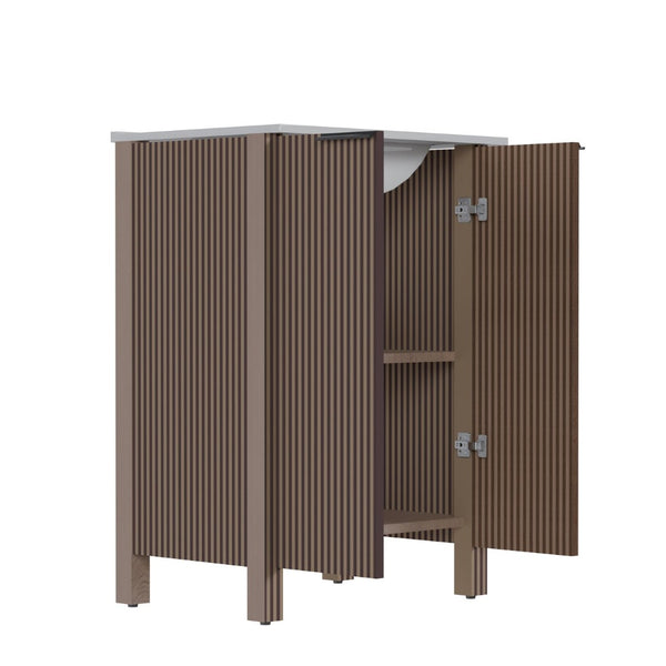 English Elm A Brown Melamine Plywood Vanity with Ceramic Basin for Small Bathrooms and Powder Rooms W5107S00006