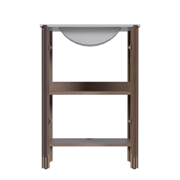 English Elm A Brown Melamine Plywood Vanity with Ceramic Basin for Small Bathrooms and Powder Rooms W5107S00006