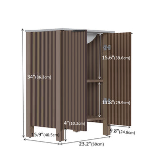 English Elm A Brown Melamine Plywood Vanity with Ceramic Basin for Small Bathrooms and Powder Rooms W5107S00006