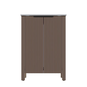 English Elm A Brown Melamine Plywood Vanity with Ceramic Basin for Small Bathrooms and Powder Rooms W5107S00006