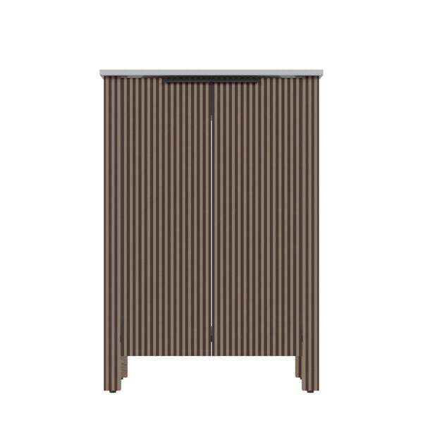 English Elm A Brown Melamine Plywood Vanity with Ceramic Basin for Small Bathrooms and Powder Rooms W5107S00006