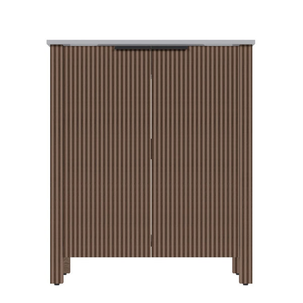 English Elm A 30 Inch Floor Standing Bathroom Vanity with Resin Basin and Warm Brown Melamine Finish W5107S00007