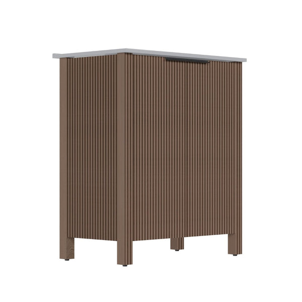 English Elm A 30 Inch Floor Standing Bathroom Vanity with Resin Basin and Warm Brown Melamine Finish W5107S00007