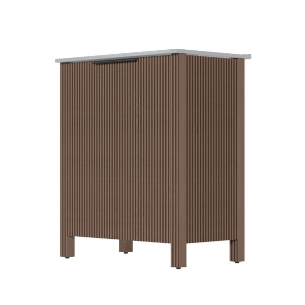 English Elm A 30 Inch Floor Standing Bathroom Vanity with Resin Basin and Warm Brown Melamine Finish W5107S00007