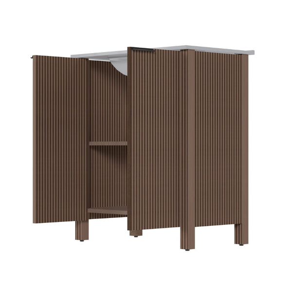 English Elm A 30 Inch Floor Standing Bathroom Vanity with Resin Basin and Warm Brown Melamine Finish W5107S00007