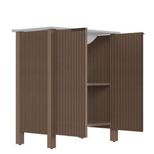 English Elm A 30 Inch Floor Standing Bathroom Vanity with Resin Basin and Warm Brown Melamine Finish W5107S00007