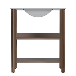English Elm A 30 Inch Floor Standing Bathroom Vanity with Resin Basin and Warm Brown Melamine Finish W5107S00007
