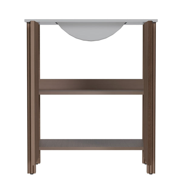 English Elm A 30 Inch Floor Standing Bathroom Vanity with Resin Basin and Warm Brown Melamine Finish W5107S00007