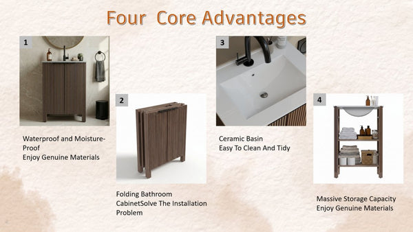 English Elm A 30 Inch Floor Standing Bathroom Vanity with Resin Basin and Warm Brown Melamine Finish W5107S00007