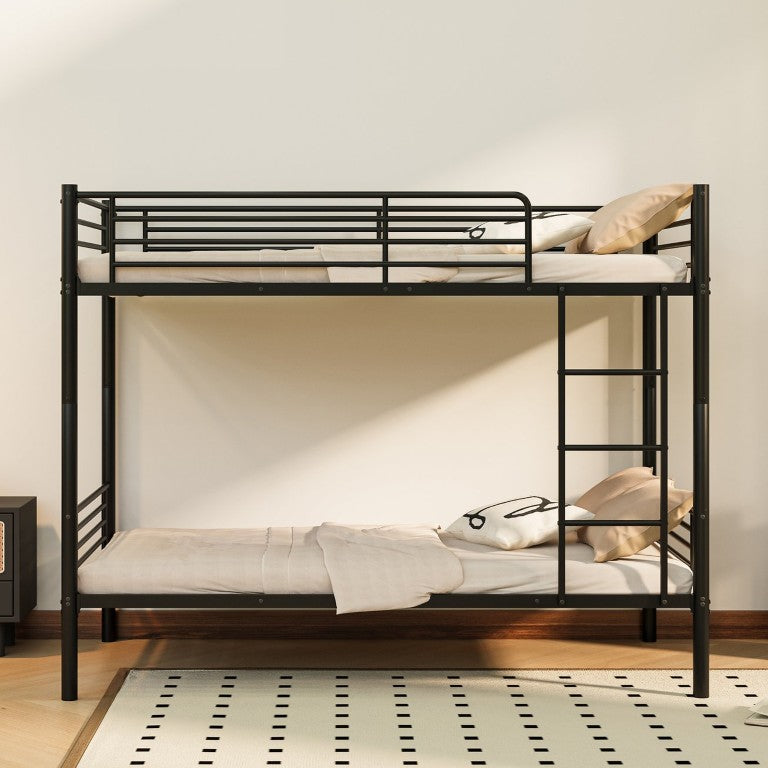 English Elm Twin Over Bunk Bed Powder Coated Metal Frame for Kids Shared Rooms Space Saving W5109P506413