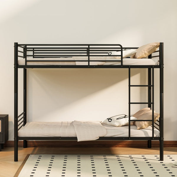English Elm Twin Over Bunk Bed Powder Coated Metal Frame for Kids Shared Rooms Space Saving W5109P506413