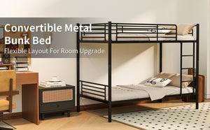 English Elm Twin Over Bunk Bed Powder Coated Metal Frame for Kids Shared Rooms Space Saving W5109P506413