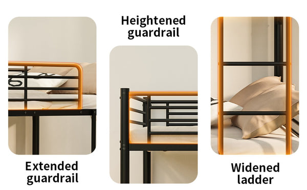 English Elm Twin Over Bunk Bed Powder Coated Metal Frame for Kids Shared Rooms Space Saving W5109P506413