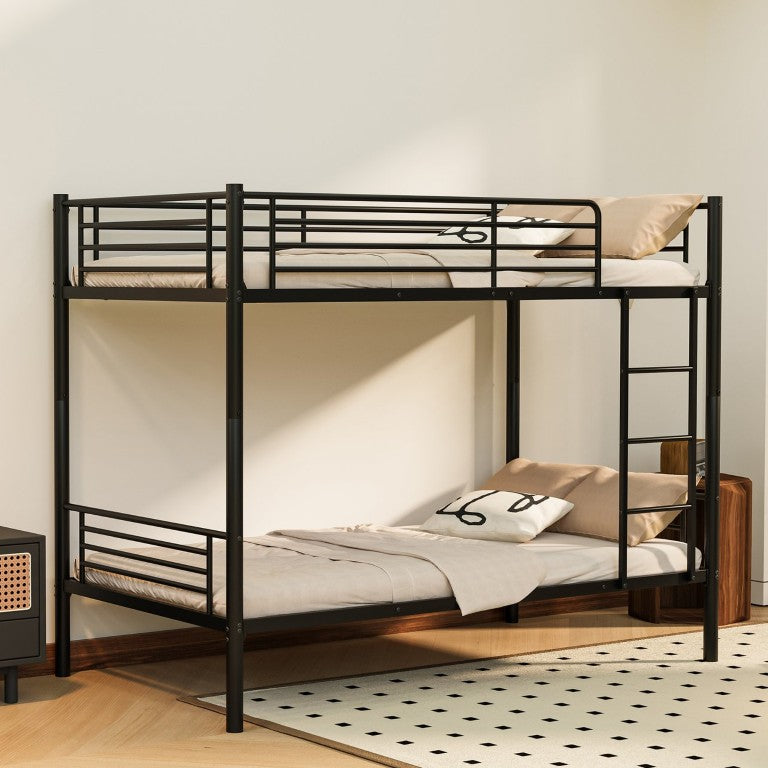 English Elm Twin Over Bunk Bed Powder Coated Metal Frame for Kids Shared Rooms Space Saving W5109P506413