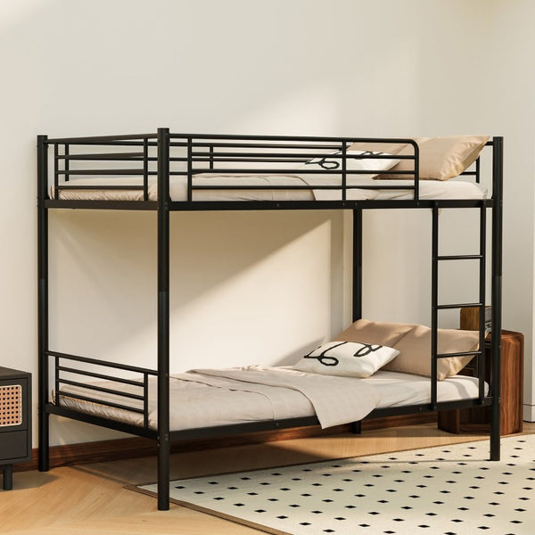 English Elm Twin Over Bunk Bed Powder Coated Metal Frame for Kids Shared Rooms Space Saving W5109P506413