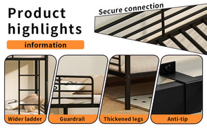 English Elm Twin Over Bunk Bed Powder Coated Metal Frame for Kids Shared Rooms Space Saving W5109P506413