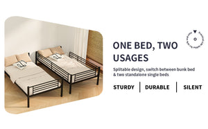 English Elm Twin Over Bunk Bed Powder Coated Metal Frame for Kids Shared Rooms Space Saving W5109P506413