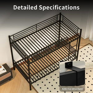English Elm Twin Over Bunk Bed Powder Coated Metal Frame for Kids Shared Rooms Space Saving W5109P506413