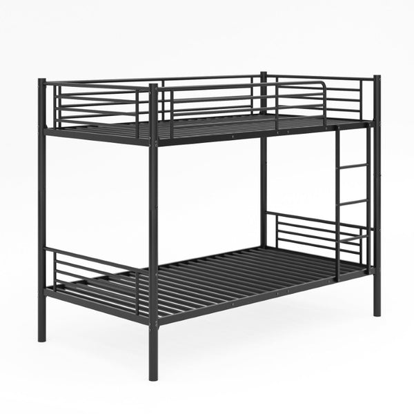 English Elm Twin Over Bunk Bed Powder Coated Metal Frame for Kids Shared Rooms Space Saving W5109P506413