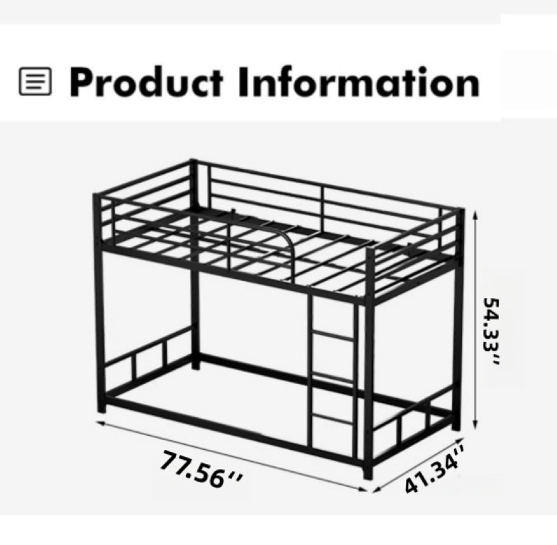 English Elm New Twin Over Metal Bunk Bed Heavy Duty Steel Frame Guard Rails Kids Teens W5109P523105