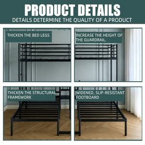 English Elm Twin Triple Stacked Metal Bunk Bed Powder Coated Steel Frame Sleeps Three Space Saving W5109S00001