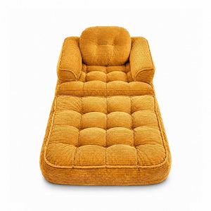 English Elm 66.9 Inch Convertible Corduroy Sofa Bed with Tufted Foam Cushions for Compact Living Spaces Orange W5156P543640