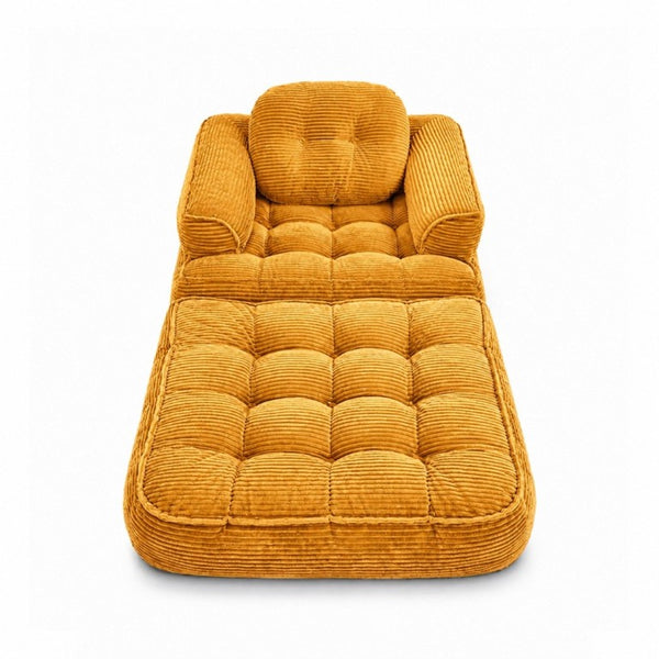 English Elm 66.9 Inch Convertible Corduroy Sofa Bed with Tufted Foam Cushions for Compact Living Spaces Orange W5156P543640