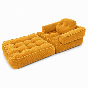 English Elm 66.9 Inch Convertible Corduroy Sofa Bed with Tufted Foam Cushions for Compact Living Spaces Orange W5156P543640
