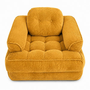 English Elm 66.9 Inch Convertible Corduroy Sofa Bed with Tufted Foam Cushions for Compact Living Spaces Orange W5156P543640