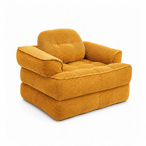 English Elm 66.9 Inch Convertible Corduroy Sofa Bed with Tufted Foam Cushions for Compact Living Spaces Orange W5156P543640