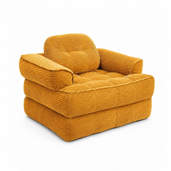 English Elm 66.9 Inch Convertible Corduroy Sofa Bed with Tufted Foam Cushions for Compact Living Spaces Orange W5156P543640