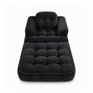 English Elm 66.9 Inch Convertible Corduroy Sofa Bed with Tufted Foam Cushions for Compact Living Spaces Black W5156P544068
