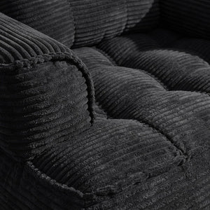 English Elm 66.9 Inch Convertible Corduroy Sofa Bed with Tufted Foam Cushions for Compact Living Spaces Black W5156P544068