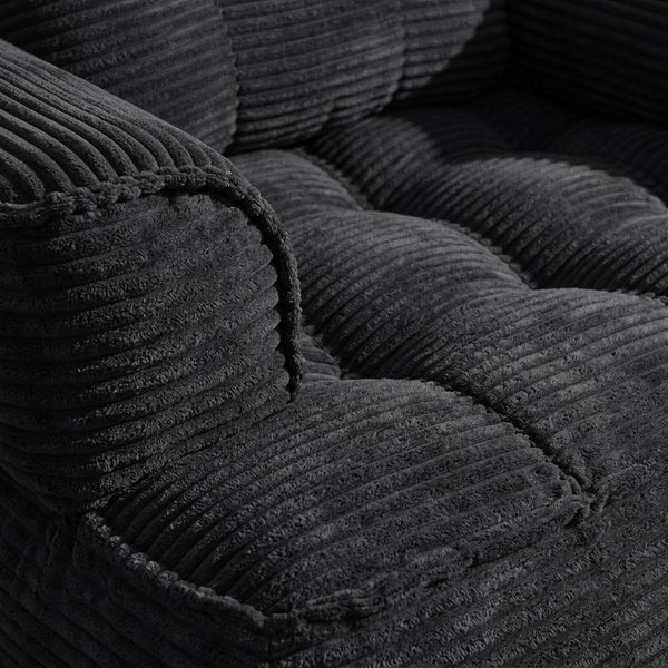 English Elm 66.9 Inch Convertible Corduroy Sofa Bed with Tufted Foam Cushions for Compact Living Spaces Black W5156P544068